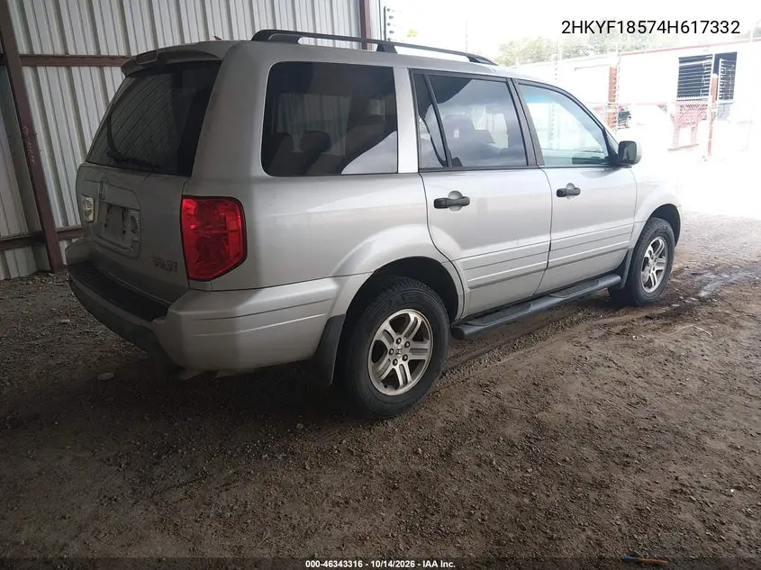 2004 HONDA PILOT VIN 2HKYF18574H617332 — фото 4