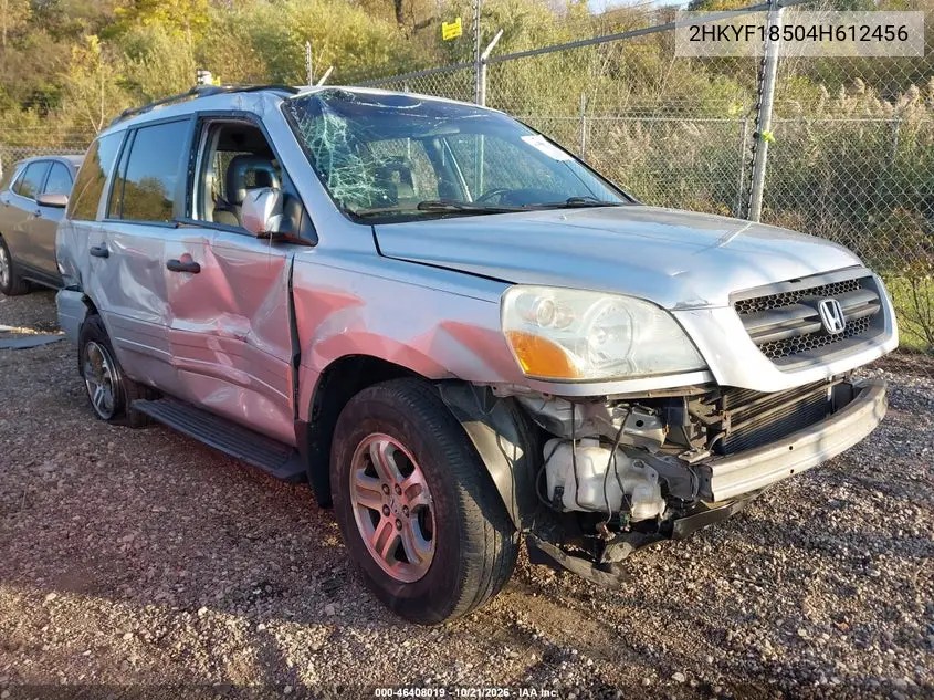 HONDA PILOT 2004, VIN 2HKYF18504H612456