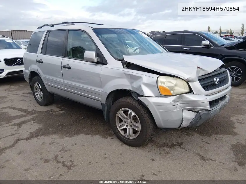 HONDA PILOT 2004, VIN 2HKYF18594H570854