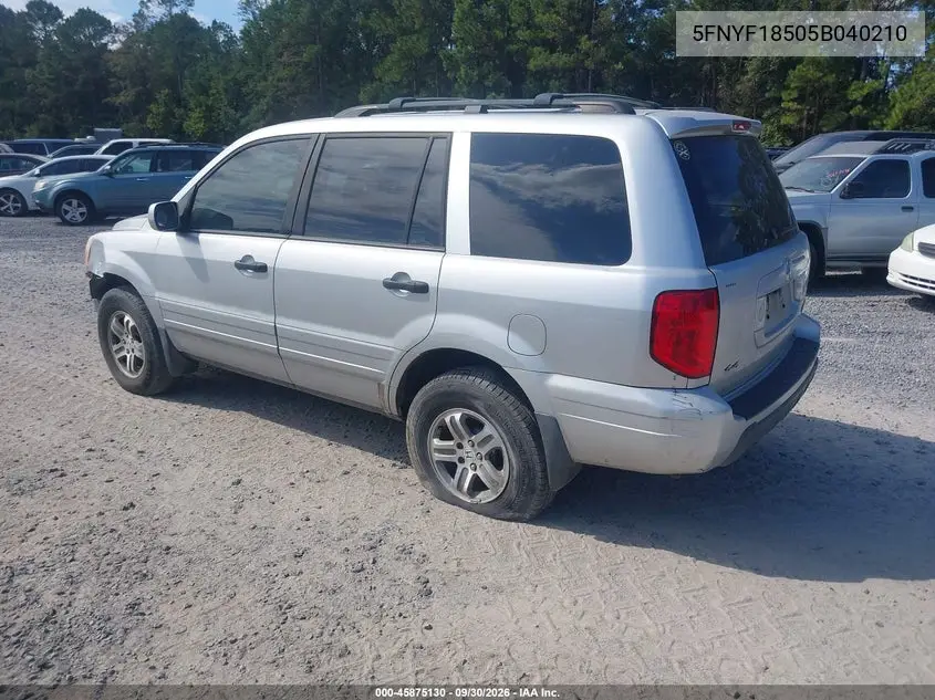 2005 HONDA PILOT VIN 5FNYF18505B040210 — фото 3