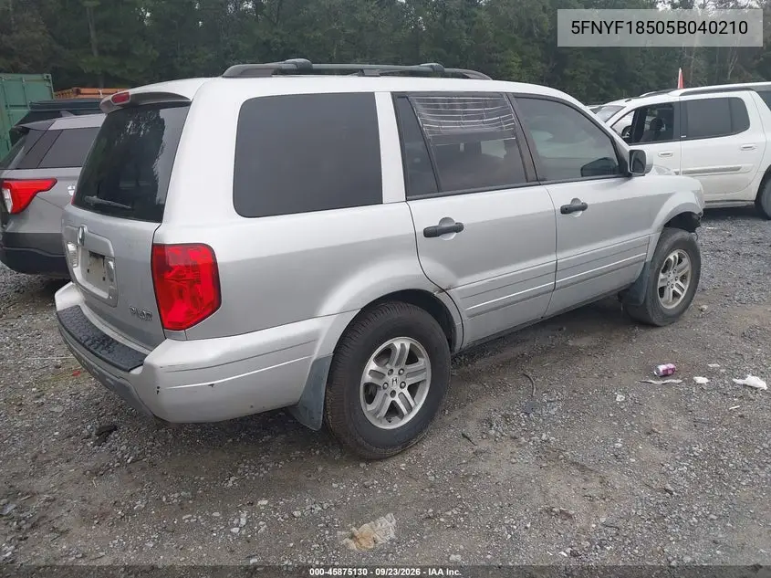 2005 HONDA PILOT VIN 5FNYF18505B040210 — фото 4