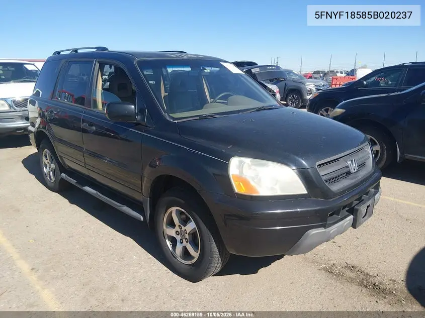 HONDA PILOT 2005, VIN 5FNYF18585B020237