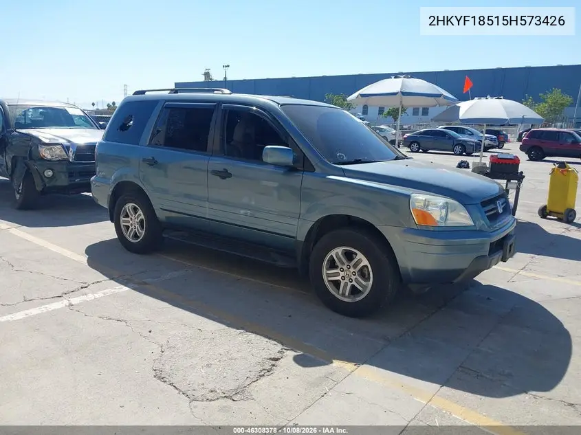 HONDA PILOT 2005, VIN 2HKYF18515H573426