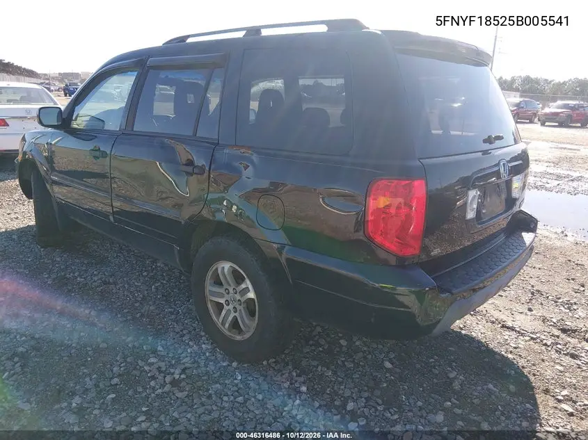 2005 HONDA PILOT VIN 5FNYF18525B005541 — фото 3
