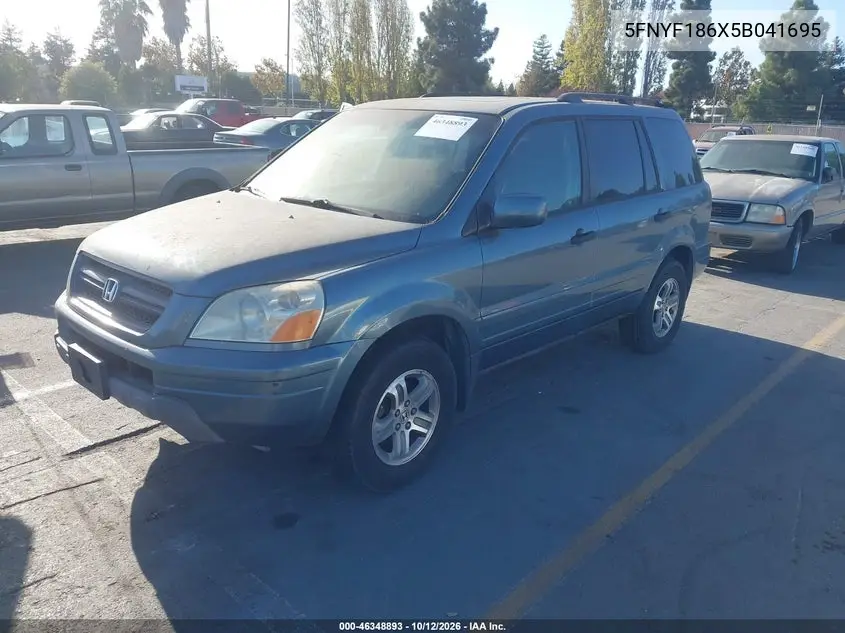 HONDA PILOT 2005, VIN 5FNYF186X5B041695