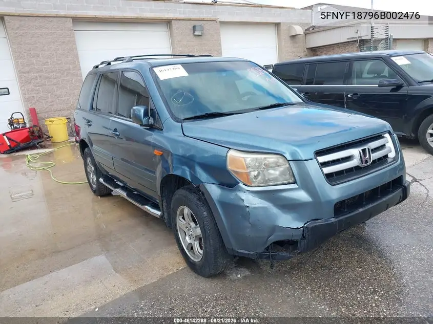 HONDA PILOT 2006, VIN 5FNYF18796B002476