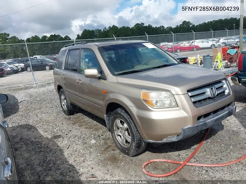 HONDA PILOT 2006, VIN 5FNYF285X6B004239