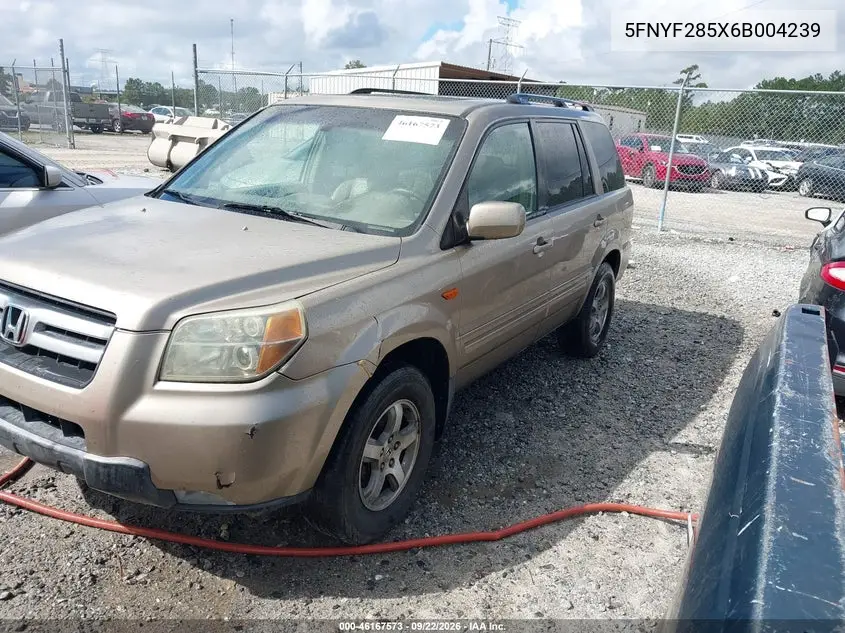 2006 HONDA PILOT VIN 5FNYF285X6B004239 — фото 2