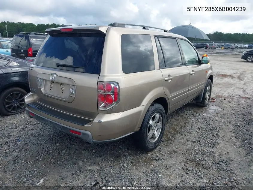 2006 HONDA PILOT VIN 5FNYF285X6B004239 — фото 4