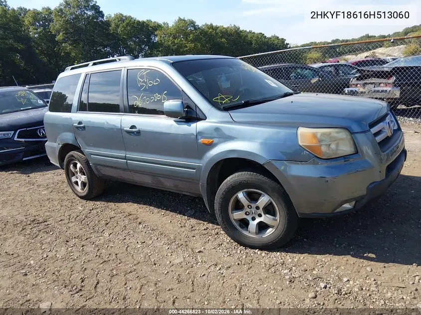 HONDA PILOT 2006, VIN 2HKYF18616H513060