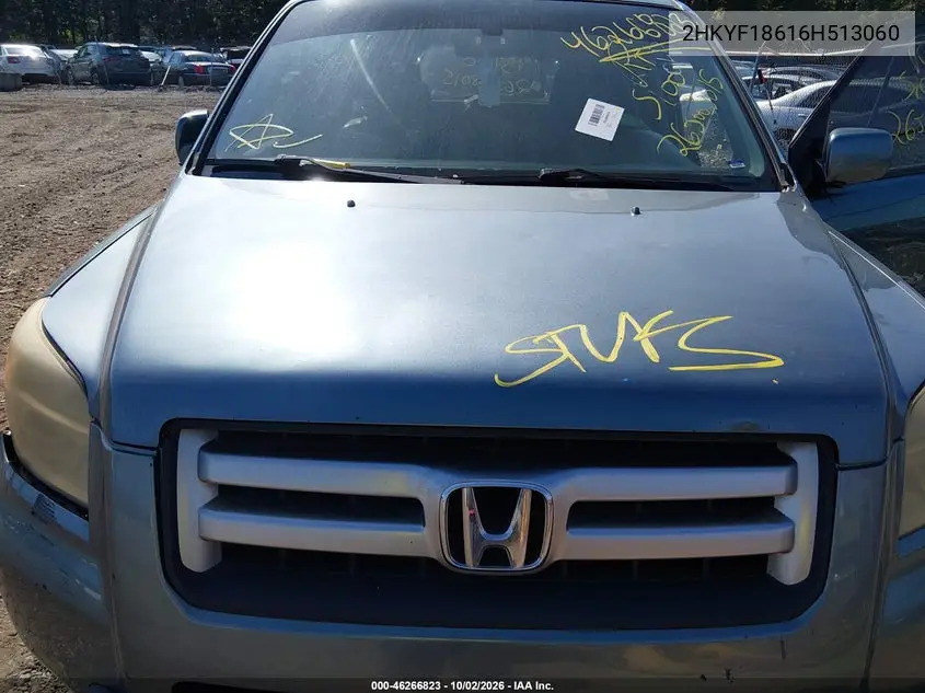 2006 HONDA PILOT VIN 2HKYF18616H513060 — фото 10
