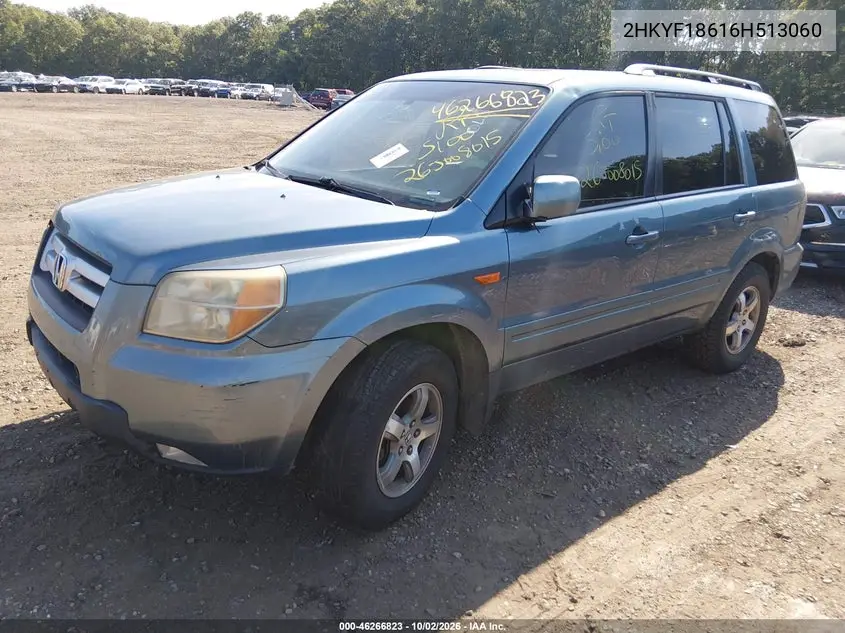 2006 HONDA PILOT VIN 2HKYF18616H513060 — фото 2
