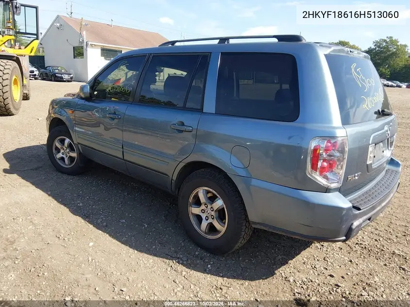 2006 HONDA PILOT VIN 2HKYF18616H513060 — фото 3