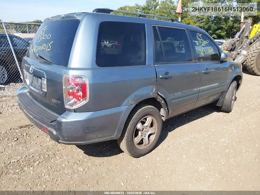 2006 HONDA PILOT VIN 2HKYF18616H513060 — фото 4