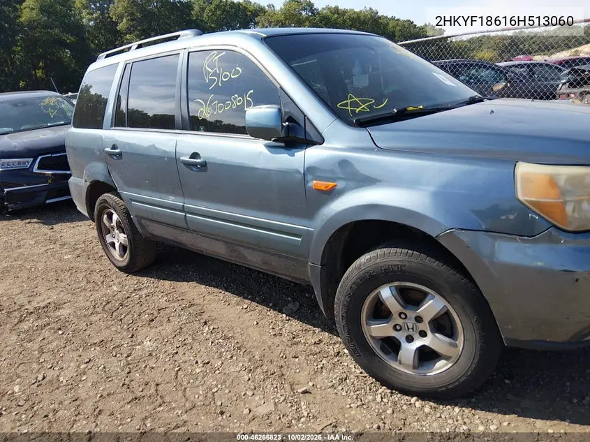 2006 HONDA PILOT VIN 2HKYF18616H513060 — фото 6