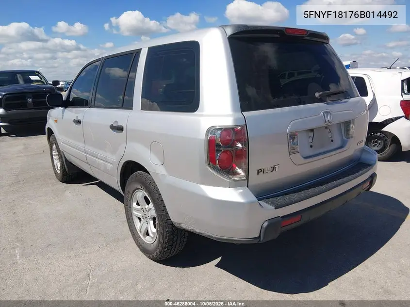2006 HONDA PILOT VIN 5FNYF18176B014492 — фото 3