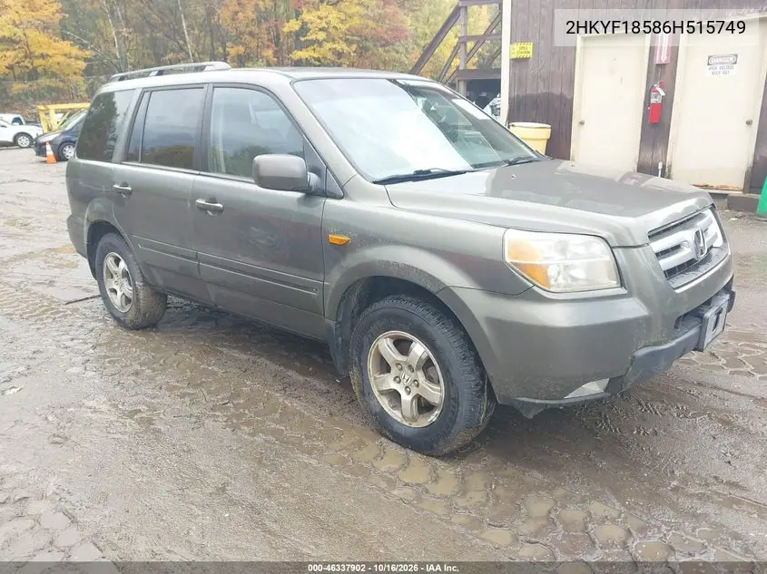 HONDA PILOT 2006, VIN 2HKYF18586H515749