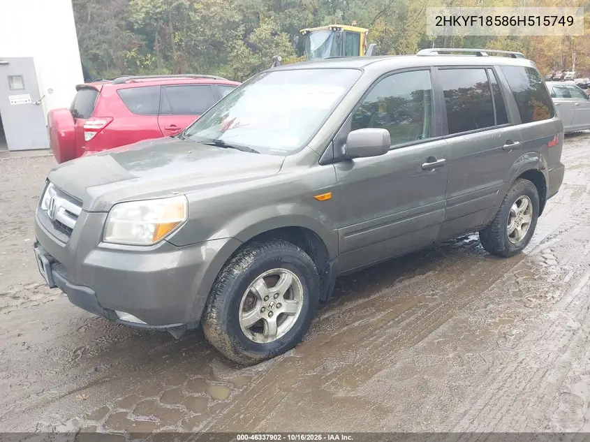 2006 HONDA PILOT VIN 2HKYF18586H515749 — фото 2