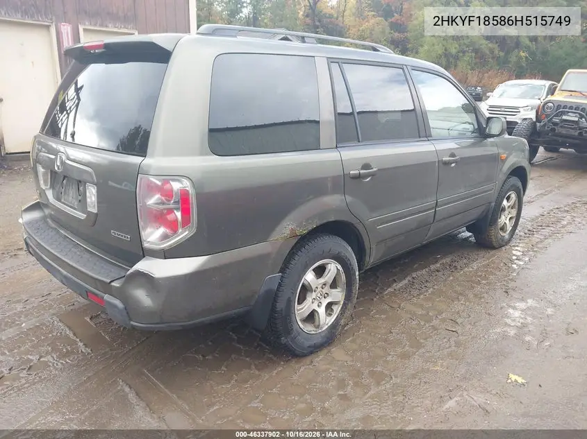 2006 HONDA PILOT VIN 2HKYF18586H515749 — фото 4