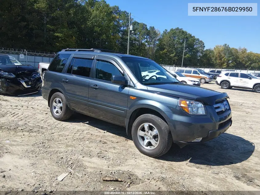 HONDA PILOT 2006, VIN 5FNYF28676B029950