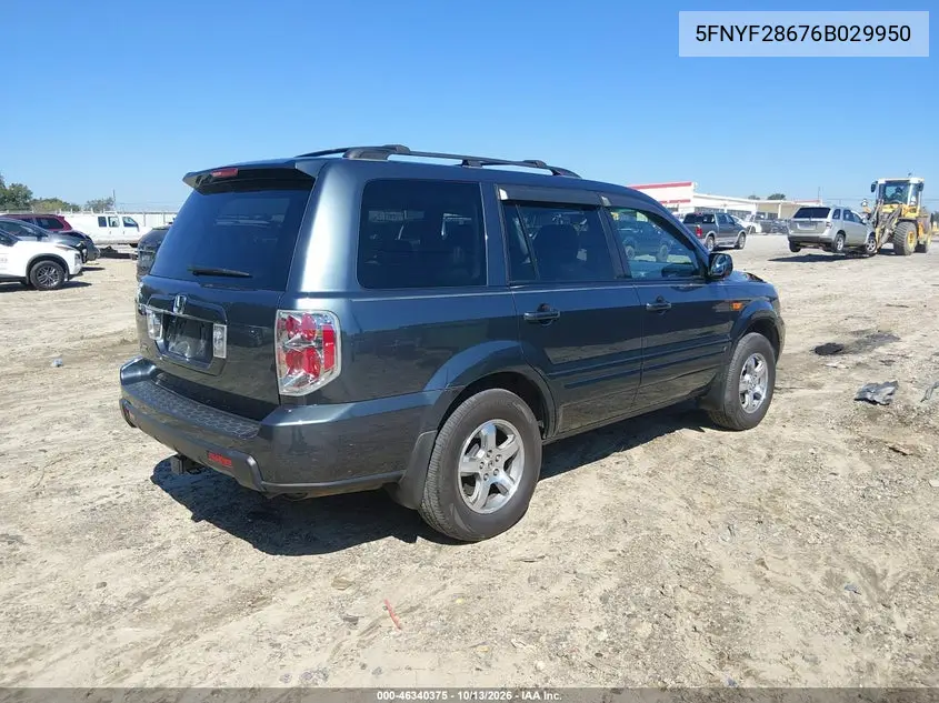 2006 HONDA PILOT VIN 5FNYF28676B029950 — фото 4