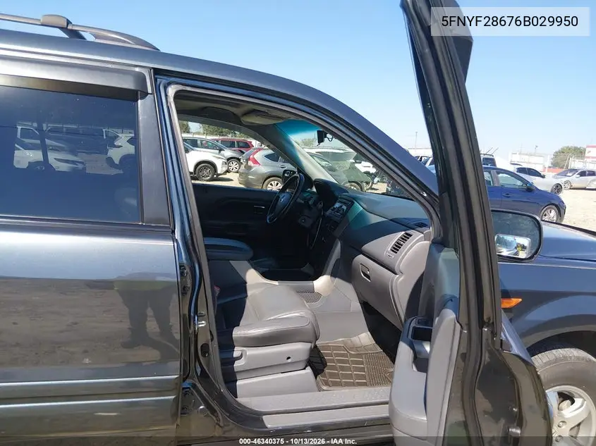 2006 HONDA PILOT VIN 5FNYF28676B029950 — фото 5