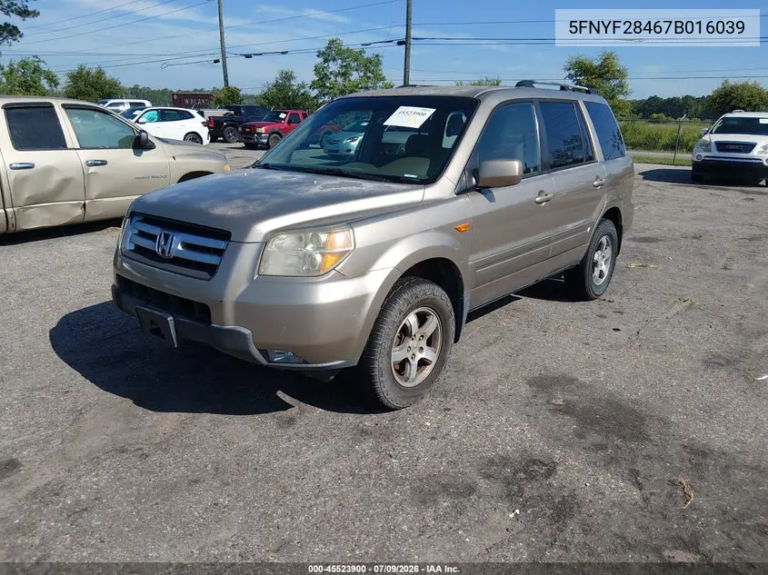 2007 HONDA PILOT VIN 5FNYF28467B016039 — фото 2