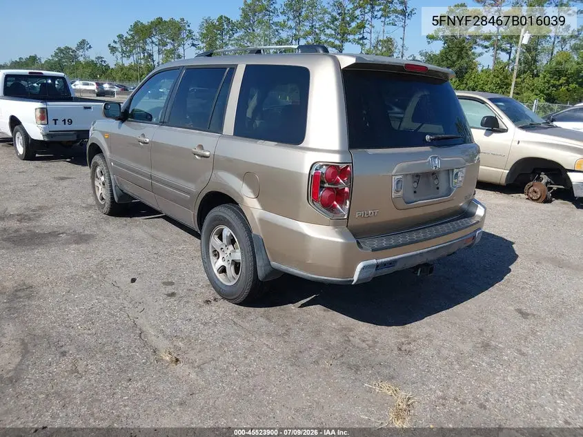 2007 HONDA PILOT VIN 5FNYF28467B016039 — фото 3