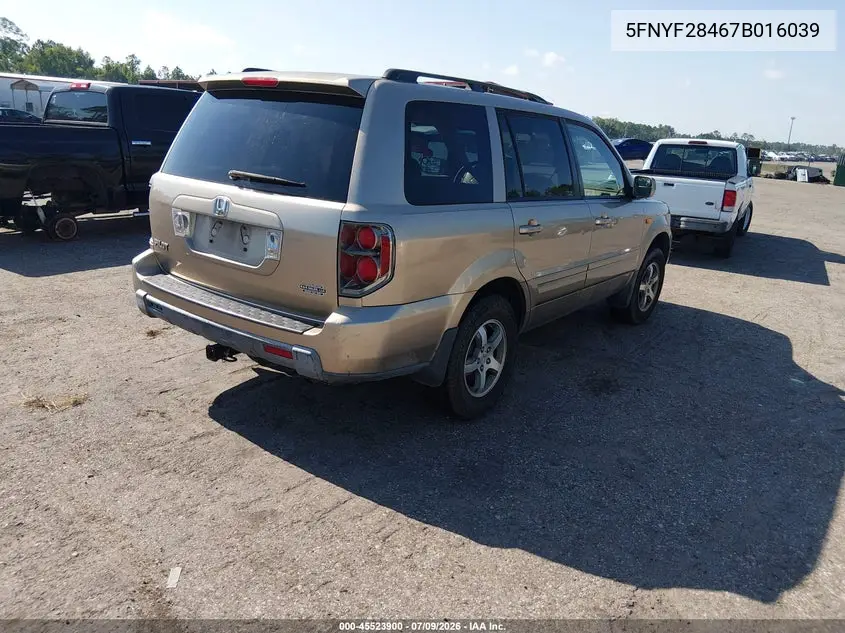 2007 HONDA PILOT VIN 5FNYF28467B016039 — фото 4