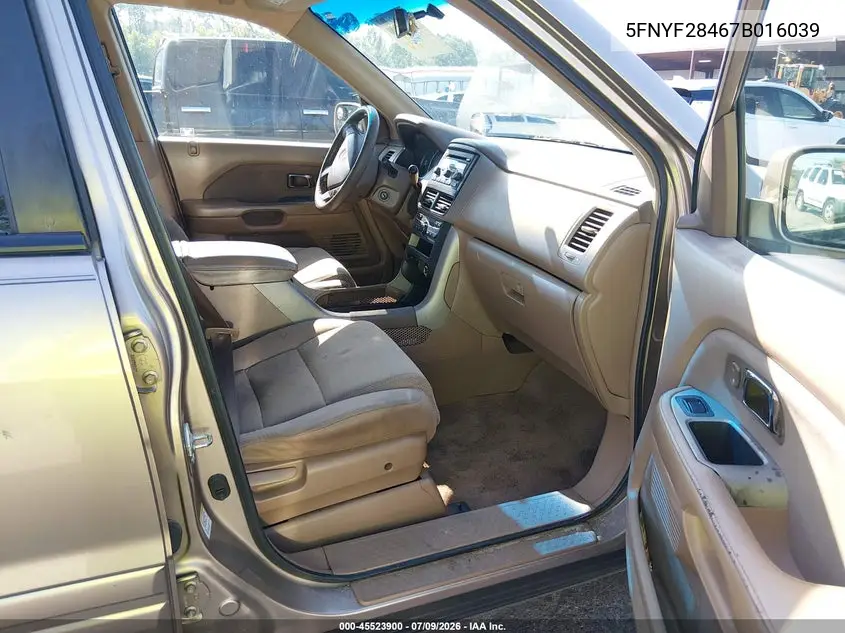 2007 HONDA PILOT VIN 5FNYF28467B016039 — фото 5