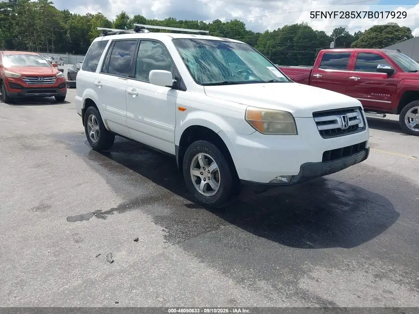 HONDA PILOT 2007, VIN 5FNYF285X7B017929