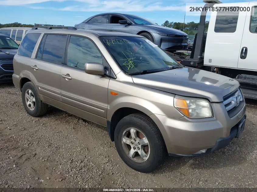 HONDA PILOT 2007, VIN 2HKYF18577H507000