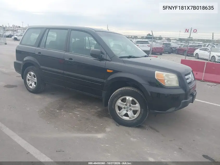 HONDA PILOT 2007, VIN 5FNYF181X7B018635