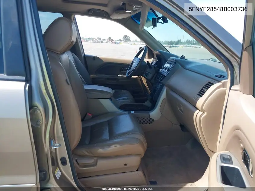 2008 HONDA PILOT VIN 5FNYF28548B003736 — фото 5