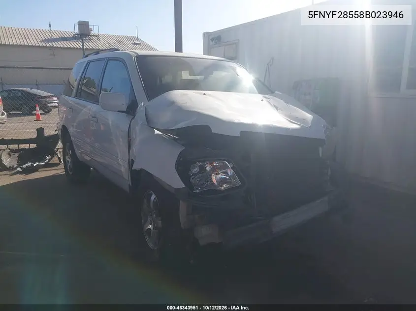 HONDA PILOT 2008, VIN 5FNYF28558B023946