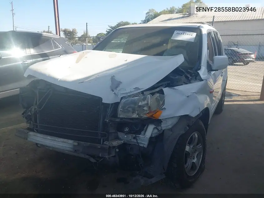 2008 HONDA PILOT VIN 5FNYF28558B023946 — фото 2
