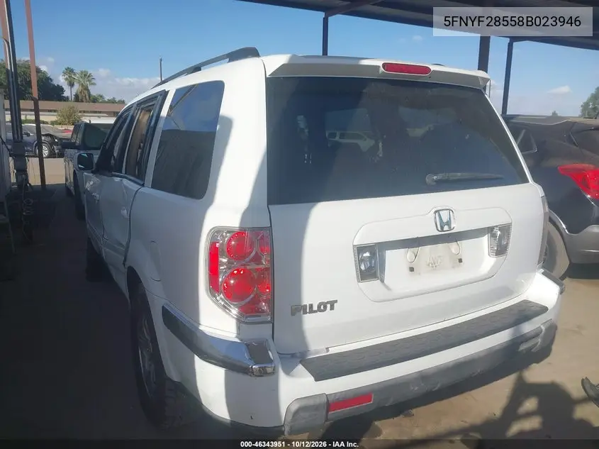 2008 HONDA PILOT VIN 5FNYF28558B023946 — фото 3