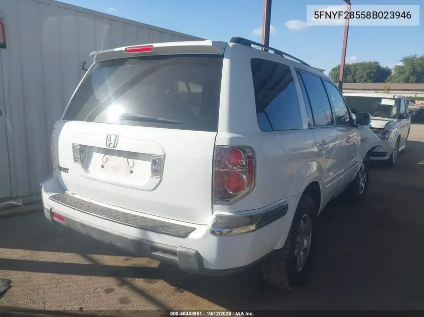 2008 HONDA PILOT VIN 5FNYF28558B023946 — фото 4