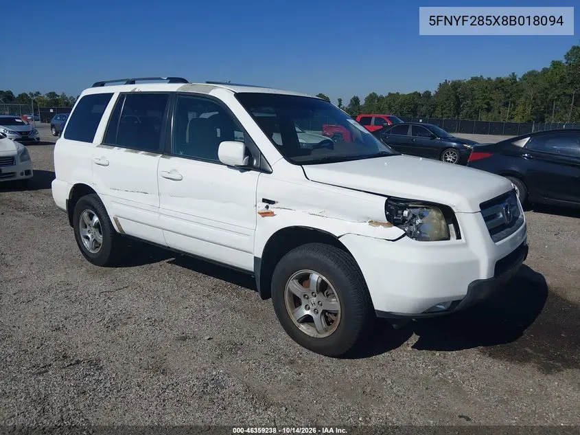 HONDA PILOT 2008, VIN 5FNYF285X8B018094