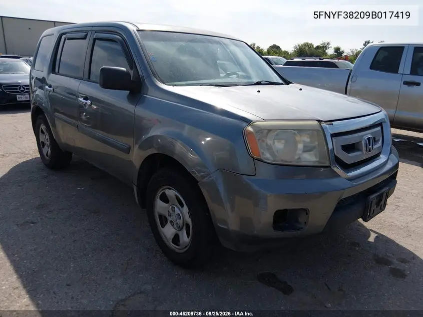 HONDA PILOT 2009, VIN 5FNYF38209B017419