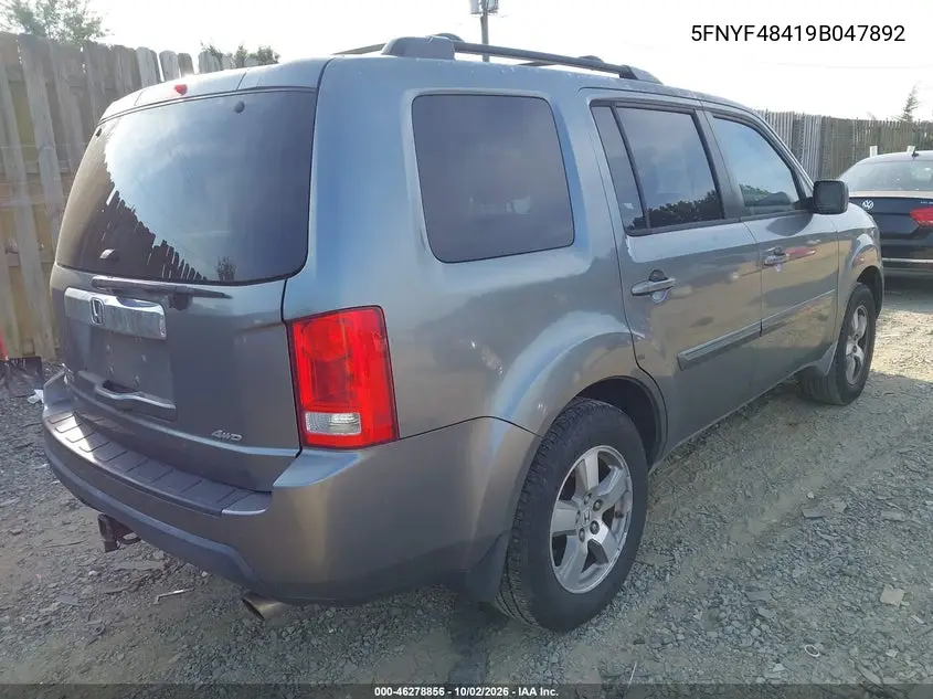 2009 HONDA PILOT VIN 5FNYF48419B047892 — фото 4