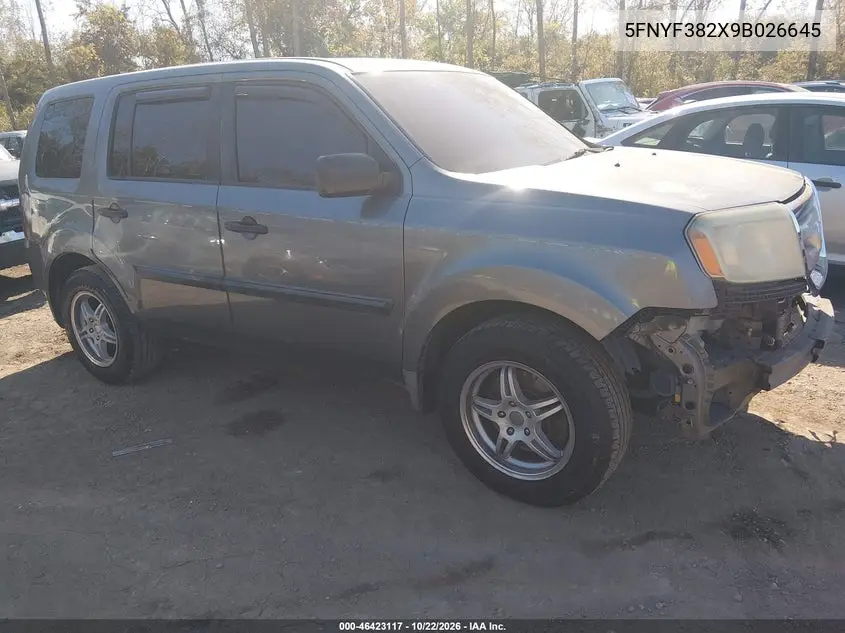 HONDA PILOT 2009, VIN 5FNYF382X9B026645