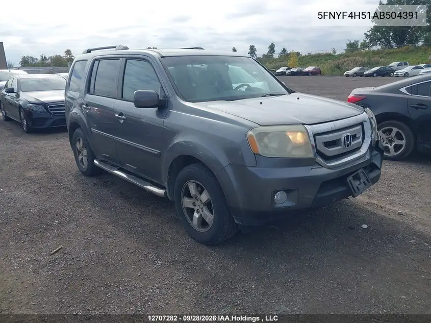 HONDA PILOT 2010, VIN 5FNYF4H51AB504391