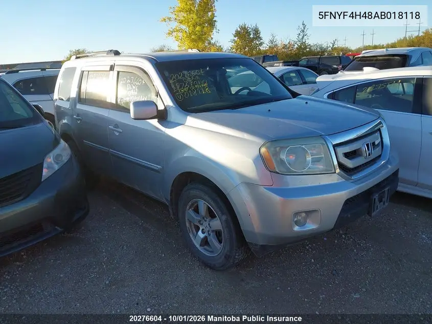 HONDA PILOT 2010, VIN 5FNYF4H48AB018118