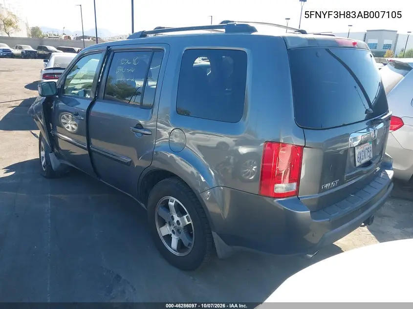 2010 HONDA PILOT VIN 5FNYF3H83AB007105 — фото 3