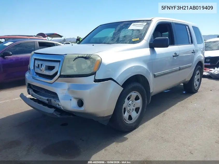 2010 HONDA PILOT VIN 5FNYF3H21AB019409 — фото 2