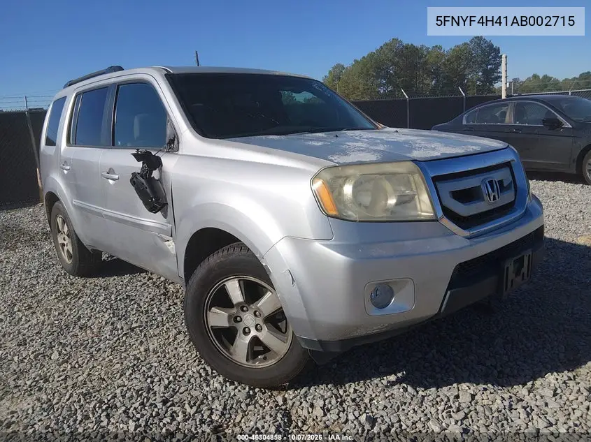 HONDA PILOT 2010, VIN 5FNYF4H41AB002715
