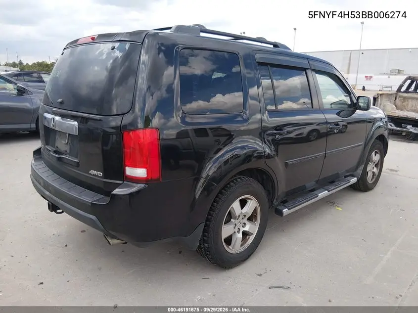 2011 HONDA PILOT VIN 5FNYF4H53BB006274 — фото 4