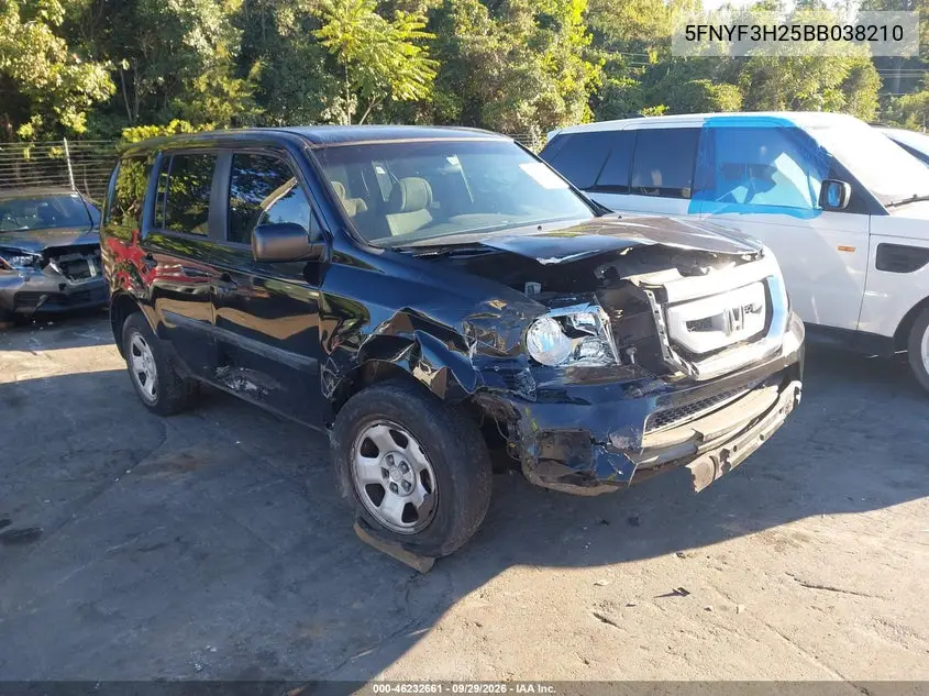 HONDA PILOT 2011, VIN 5FNYF3H25BB038210