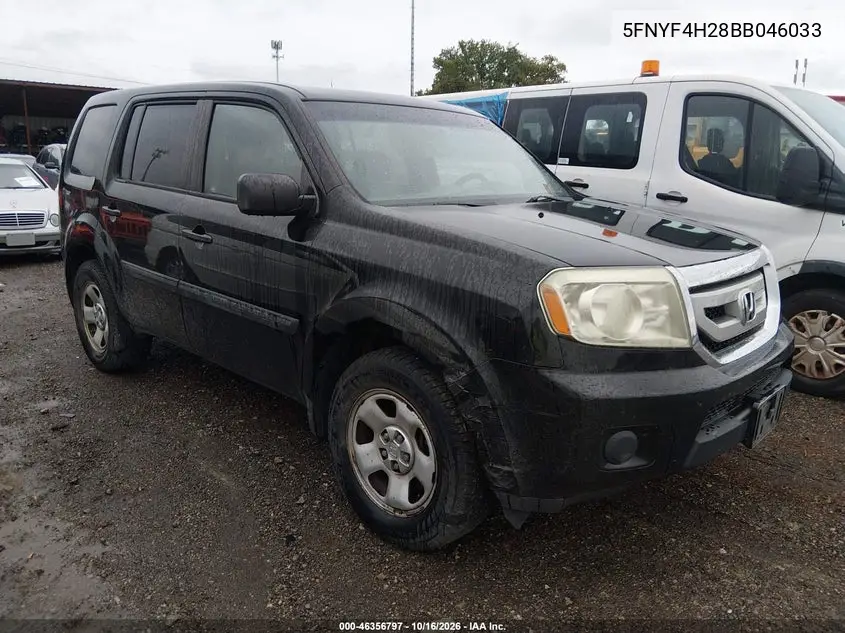 HONDA PILOT 2011, VIN 5FNYF4H28BB046033